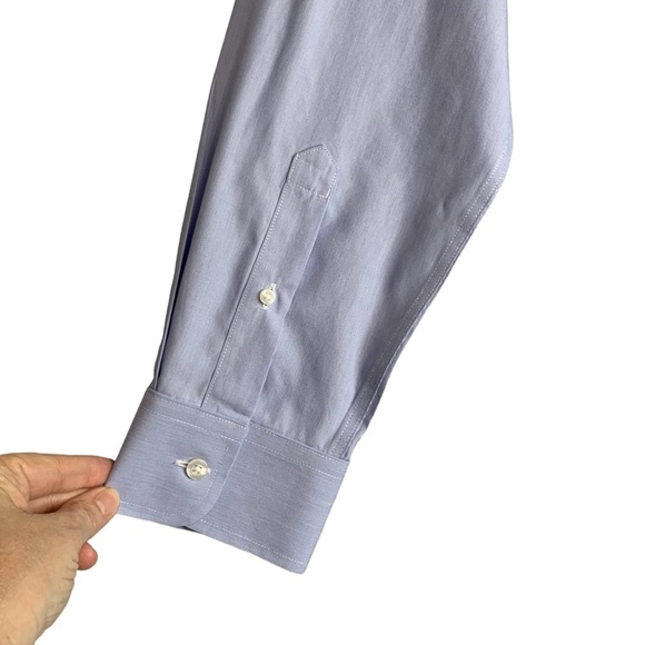 Roundtree & Yorke‎ Gold Label Slim Fit blue button down dress shirt Size 17.5 34 - Picture 3 of 5